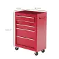 Carro de Herramientas para Taller con Ruedas 5 Cajones Armario con Cierre y Asa Lateral 61,5x33x82,5 cm Rojo Carro de Herramientas para Taller con Ruedas 5 Cajones Armario con Cierre y Asa Lateral 61,5x33x82,5 cm Rojo