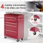 Carro de Herramientas para Taller con Ruedas 5 Cajones Armario con Cierre y Asa Lateral 61,5x33x82,5 cm Rojo Carro de Herramientas para Taller con Ruedas 5 Cajones Armario con Cierre y Asa Lateral 61,5x33x82,5 cm Rojo