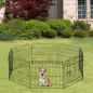 Parque de Juegos para Perros 8 Paneles 71x61 cm Plegables Jaula Metálica para Mascotas con Puerta para Jardín Patio Exterior Neg
