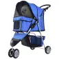 Carrito para Perros Pequeños con Cesta de Almacenaje Ventanas de Malla y 2 Ruedas Universales 75x45x97 cm Azul