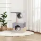Rascador Árbol para Gatos 31x31x58 cm con Poste Central Casa Cama de Felpa Suave para Arañar Dormir y Jugar Gris y Beige