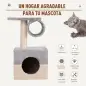 Rascador Árbol para Gatos 31x31x58 cm con Poste Central Casa Cama de Felpa Suave para Arañar Dormir y Jugar Gris y Beige