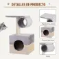 Rascador Árbol para Gatos 31x31x58 cm con Poste Central Casa Cama de Felpa Suave para Arañar Dormir y Jugar Gris y Beige