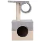 Rascador Árbol para Gatos 31x31x58 cm con Poste Central Casa Cama de Felpa Suave para Arañar Dormir y Jugar Gris y Beige