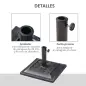 Base para Sombrilla de Jardín Peso Neto 9 kg Soporte de Parasol Apto para Mástil de 38mm/48mm para Terraza Patio Exterior Ø44x32