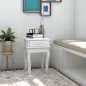 Mesita de Noche con 1 Cajón Mesa Auxiliar de Madera para Dormitorio Salón Estilo Moderno 40x35x60 cm Blanco