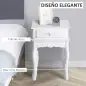 Mesita de Noche con 1 Cajón Mesa Auxiliar de Madera para Dormitorio Salón Estilo Moderno 40x35x60 cm Blanco