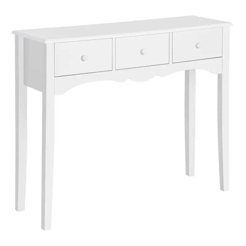 Mesa Consola de Madera Mueble Recibidor de Entrada con 3 Cajones para Salón Pasillo Carga 45 kg 100x32x85 cm Blanco