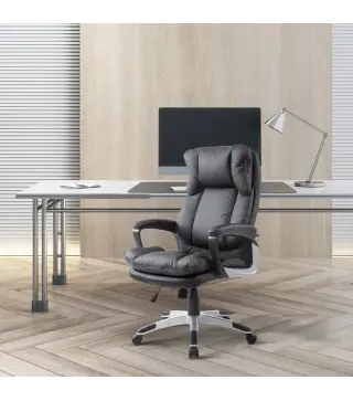 Silla Ejecutiva de Escritorio Silla de Despacho con Ruedas y Reposabrazos Altura Ajustable 66x71x110-120,5 cm Negro