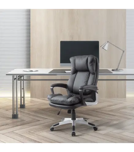 Silla Ejecutiva de Escritorio Silla de Despacho con Ruedas y Reposabrazos Altura Ajustable 66x71x110-120,5 cm Negro