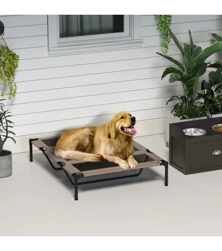 Cama Elevada para Perros Gatos Portátil Cama para Mascotas con Zona de Malla Transpirable y Tela Oxford para Interior Exterior 1