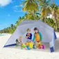 Parasol para Playa 2 en 1 con 2 Paneles Laterales Toldo Portátil Anti-UV con Bolsa de Transporte Ø210x222cm Azul
