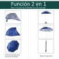 Parasol para Playa 2 en 1 con 2 Paneles Laterales Toldo Portátil Anti-UV con Bolsa de Transporte Ø210x222cm Azul