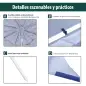 Parasol para Playa 2 en 1 con 2 Paneles Laterales Toldo Portátil Anti-UV con Bolsa de Transporte Ø210x222cm Azul