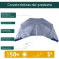 Parasol para Playa 2 en 1 con 2 Paneles Laterales Toldo Portátil Anti-UV con Bolsa de Transporte Ø210x222cm Azul