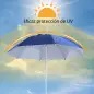 Parasol para Playa 2 en 1 con 2 Paneles Laterales Toldo Portátil Anti-UV con Bolsa de Transporte Ø210x222cm Azul