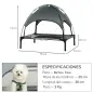 Cama Elevada para Mascotas Portátil con Toldo Extraíble Tela Transpirable al Aire Libre para Interior y Exterior 76x61x73 cm Gri