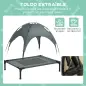 Cama Elevada para Mascotas Portátil con Toldo Extraíble Tela Transpirable al Aire Libre para Interior y Exterior 76x61x73 cm Gri