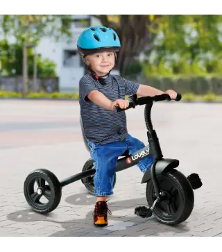 Triciclo para Niños más de 18 meses con Timbre Guardabarros Rueda de Seguridad 79x50,5x58 cm Negro