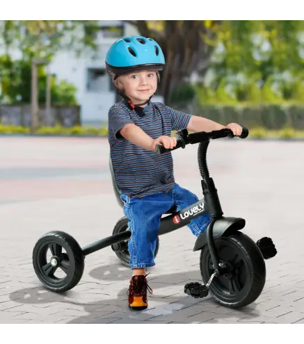 Triciclo para Niños más de 18 meses con Timbre Guardabarros Rueda de Seguridad 79x50,5x58 cm Negro