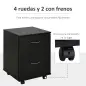 Cajonera de Oficina y Hogar tipo Archivador de Madera Móvil con Ruedas y 2 Cajones 41x39x58cm Negro