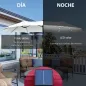 Sombrilla Doble con 48 Luces LED 4,5x2,65 m Manivela Protección Solar para Terraza Jardín Piscina Crema