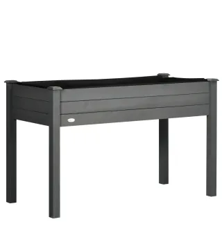 Huerto Urbano Elevado de Madera 122,5x56,5x76 cm con Tela no Tejida para Cultivos Plantas Flores Gris Oscuro