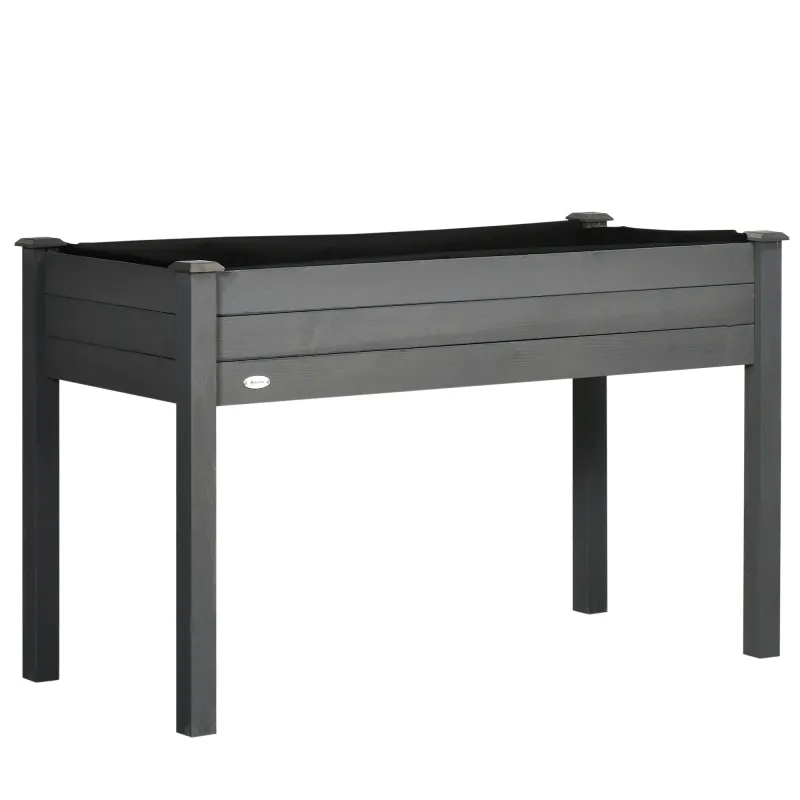 Huerto Urbano Elevado de Madera 122,5x56,5x76 cm con Tela no Tejida para Cultivos Plantas Flores Gris Oscuro