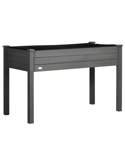 Huerto Urbano Elevado de Madera 122,5x56,5x76 cm con Tela no Tejida para Cultivos Plantas Flores Gris Oscuro