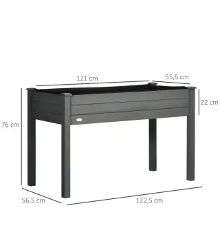 Huerto Urbano Elevado de Madera 122,5x56,5x76 cm con Tela no Tejida para Cultivos Plantas Flores Gris Oscuro