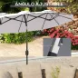 Sombrilla Doble de Jardín 295x152x222 cm con Inclinación de 45° y Manivela Manual para Terraza Balcón Piscina Crema