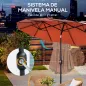 Sombrilla Doble de Jardín 295x152x222 cm con Inclinación de 45° y Manivela Manual para Terraza Balcón Piscina Rojo