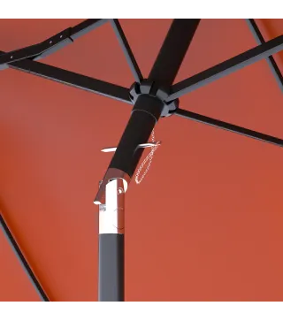 Sombrilla Doble de Jardín 295x152x222 cm con Inclinación de 45° y Manivela Manual para Terraza Balcón Piscina Rojo