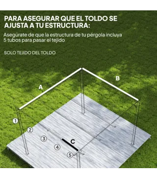 Techo de Repuesto Retráctil 3x2,5 m para Marco de 3x2 m Toldo de Tela Solo para Cenador Jardín con 8 Orificios Café