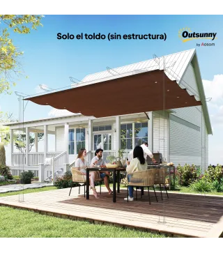 Techo de Repuesto Retráctil 3x2,5 m para Marco de 3x2 m Toldo de Tela Solo para Cenador Jardín con 8 Orificios Café