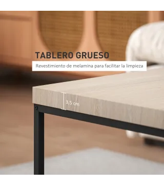 Juego de 2 Mesas de Centro Mesa Nido Moderna Mesitas Auxiliares Patas de Acero para Salón Dormitorio Oficina Roble