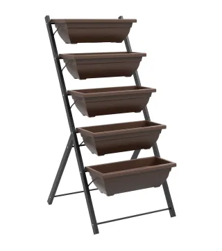 Soporte para Plantas de 5 Niveles con 5 Macetas Orificios de Drenaje para Interior y Exterior 55x63x120 cm Negro