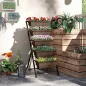 Soporte para Plantas de 5 Niveles con 5 Macetas Orificios de Drenaje para Interior y Exterior 55x63x120 cm Negro