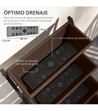 Soporte para Plantas de 5 Niveles con 5 Macetas Orificios de Drenaje para Interior y Exterior 55x63x120 cm Negro