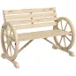 Banco de Jardín de Madera con Reposabrazos en Forma de Rueda para 2 Personas 105,5x56x79 cm Madera Natural