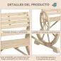 Banco de Jardín de Madera con Reposabrazos en Forma de Rueda para 2 Personas 105,5x56x79 cm Madera Natural