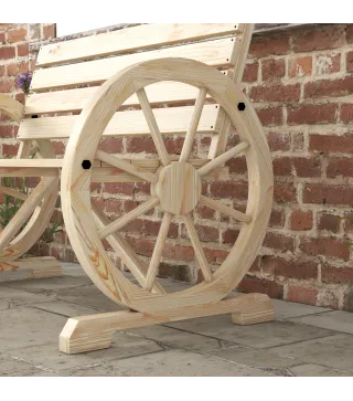 Banco de Jardín de Madera con Reposabrazos en Forma de Rueda para 2 Personas 105,5x56x79 cm Madera Natural