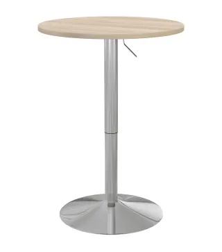 Mesa Alta Cocina Mesa Alta Bar Redonda para 2 Personas Altura Ajustable Tablero Giratorio 360° 60x60x91 cm Roble Claro