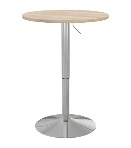 Mesa Alta Cocina Mesa Alta Bar Redonda para 2 Personas Altura Ajustable Tablero Giratorio 360° 60x60x91 cm Roble Claro