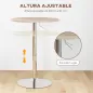 Mesa Alta Cocina Mesa Alta Bar Redonda para 2 Personas Altura Ajustable Tablero Giratorio 360° 60x60x91 cm Roble Claro