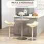 Mesa Alta Cocina Mesa Alta Bar Redonda para 2 Personas Altura Ajustable Tablero Giratorio 360° 60x60x91 cm Roble Claro