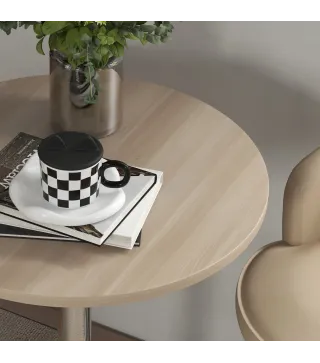 Mesa Alta Cocina Mesa Alta Bar Redonda para 2 Personas Altura Ajustable Tablero Giratorio 360° 60x60x91 cm Roble Claro