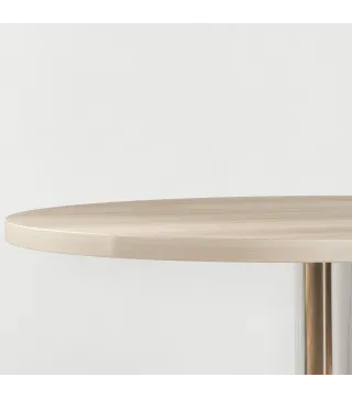 Mesa Alta Cocina Mesa Alta Bar Redonda para 2 Personas Altura Ajustable Tablero Giratorio 360° 60x60x91 cm Roble Claro