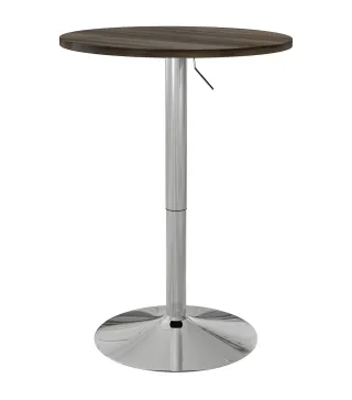 Mesa Alta Cocina Mesa Alta Bar Redonda para 2 Personas Altura Ajustable Tablero Giratorio 360° 60x60x91 cm Nogal