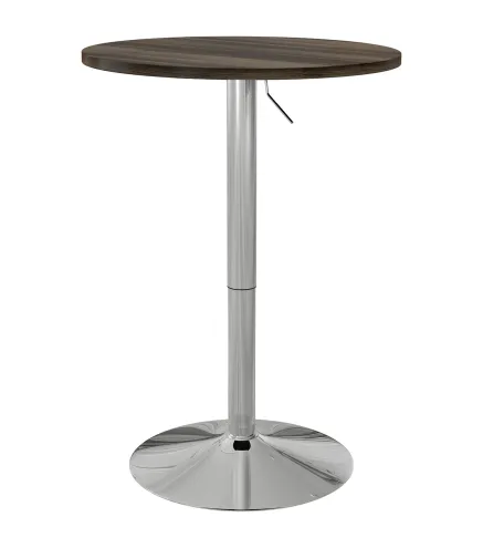 Mesa Alta Cocina Mesa Alta Bar Redonda para 2 Personas Altura Ajustable Tablero Giratorio 360° 60x60x91 cm Nogal